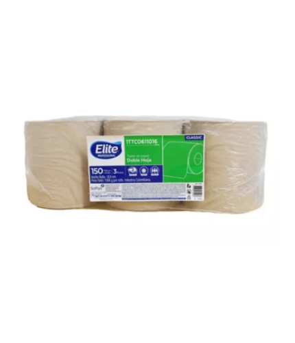 Toalla de Manos Elite Rollo Cl Natural 3Rllx100MtsC/U