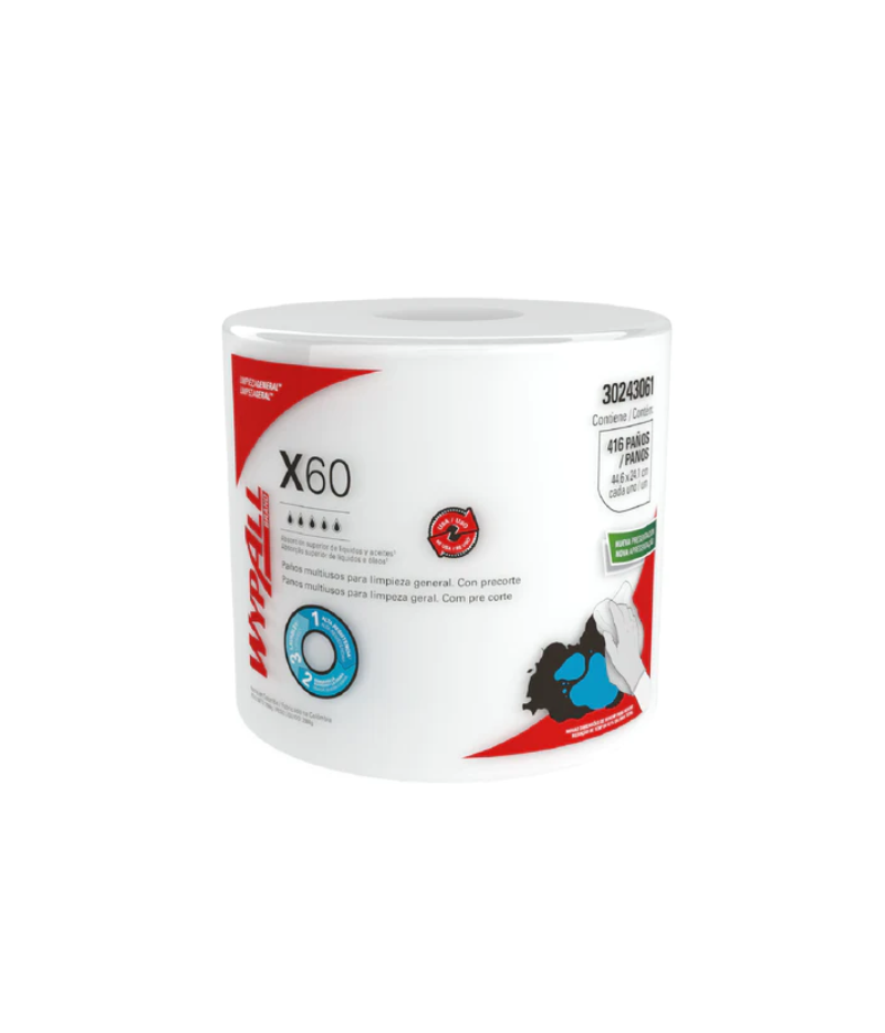 3 Toalla Wypall Blanca Rollo x 890 Paños - Imagen 1