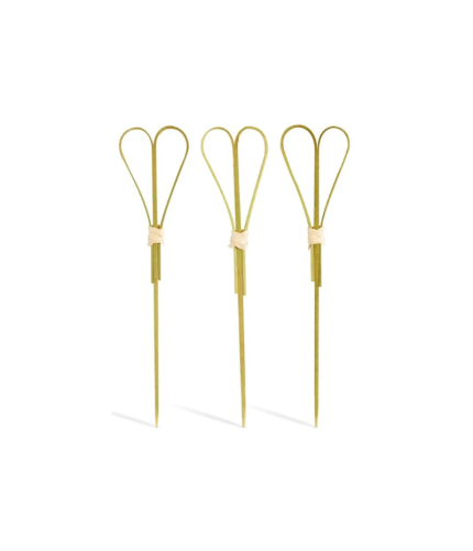 Pincho de Bambú Corazón Natural Paqx100Und/Cjx100Paq