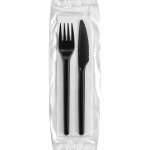 Set Duo Desechable Negro (Serv+Ten+Cuch)Paqx100Und/Cjx500Und